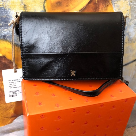 HOBO BAGS POLISHED LEATHER JILL CROSSBODY PURSE, BLACK, NEW WITH TAGS - Picture 7 of 8